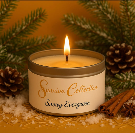 Snowy Evergreen Candle